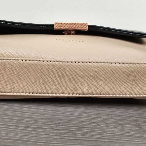Ted Baker London Faux Leather Crossbody Bag, Beige & Black - Picture 5 of 12